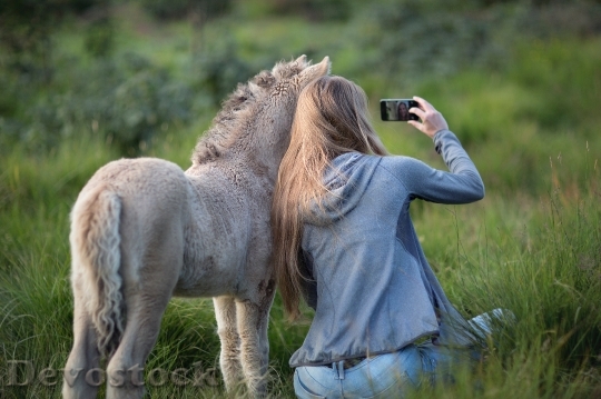 Devostock Landscape Field Smartphone Mobile Nature Girl Horse 4K