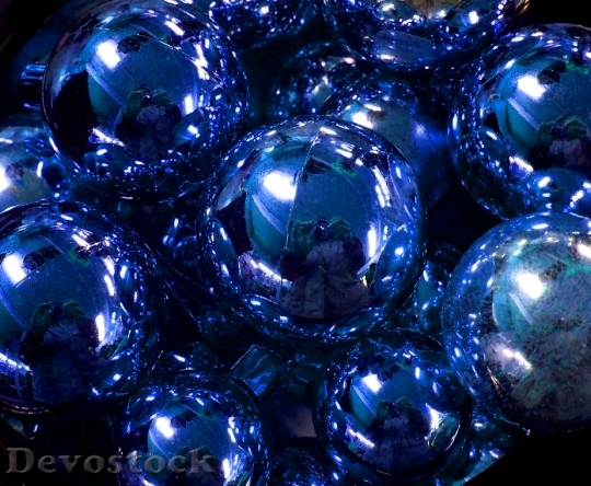 Devostock Blue Balls Ornaments Chritmas 4K