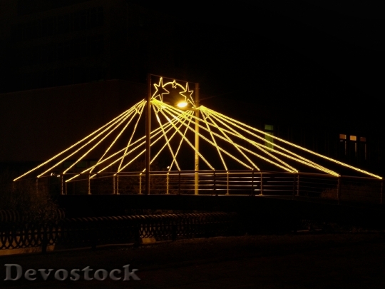 Devostock Bridge Night Lighting Chritmas 4K