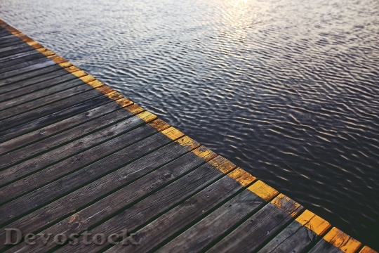 Devostock Bridge Waves Wooden Water Surface 4K