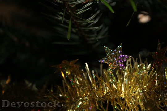 Devostock Christmas Star Background Glden 4K