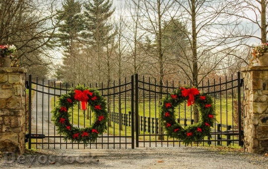 Devostock Christmas Wreath Holiday Decoraions 4K