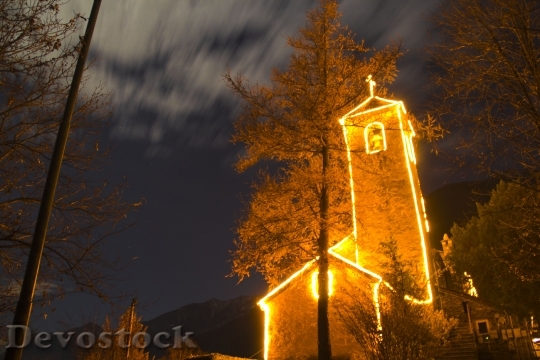Devostock Church Christmas Light 28951 4K