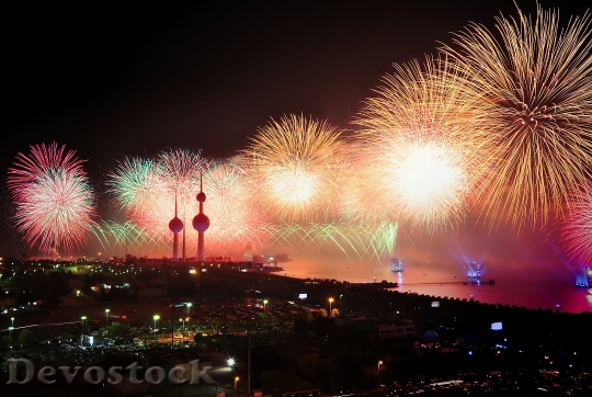 Devostock City Night Explosion Firework 4K
