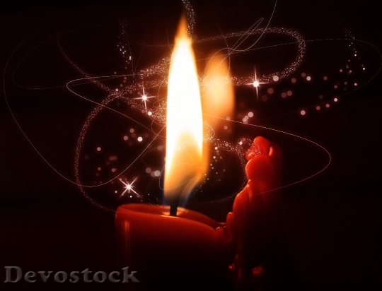 Devostock Fire Candle Christmas Sprkle 4K