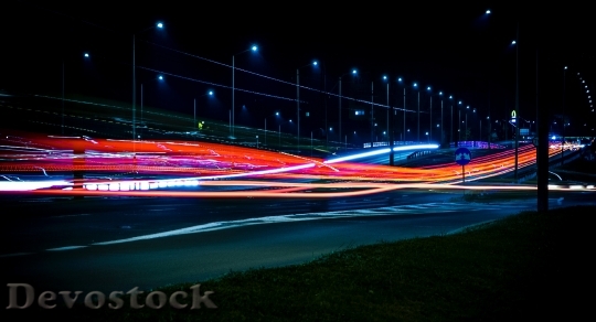 Devostock Road Lights Night 09478 4K