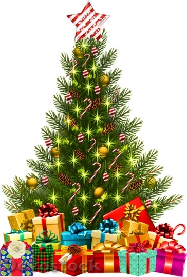 christmas tree with presents clipart