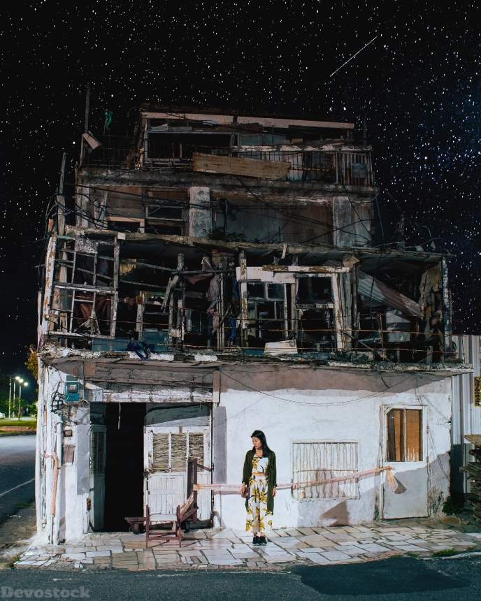 Devostock Abandoned Abandoned Building Accident Girl Broken House 4k