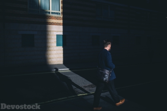 Devostock Adult Man Walking Shadow 4K