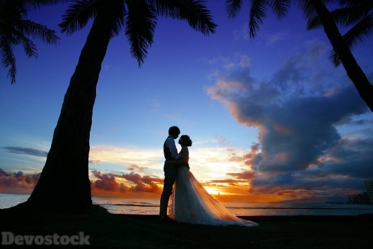 Devostock Beautiful Hawaii Island Wedding Bride Groom 4k