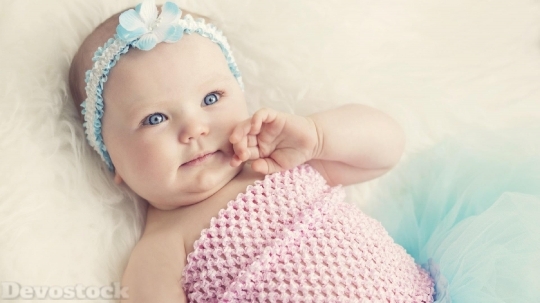 Devostock Cute Baby With Blue Eyes 4K