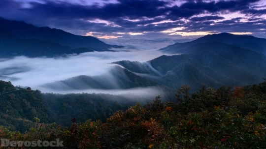 Devostock Foggy Clouds Covering Mountains 4k Cb 4K