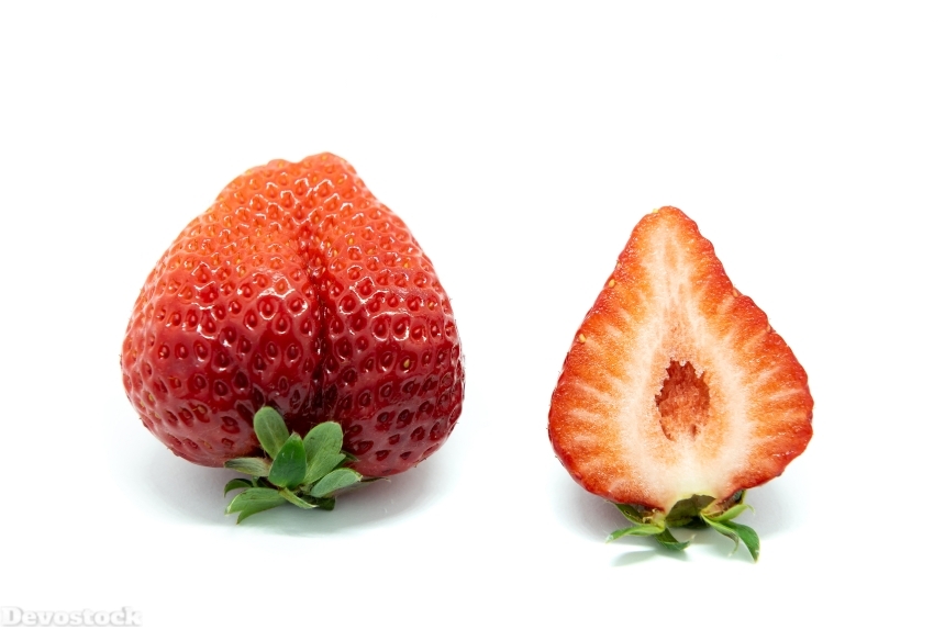 Devostock Food Fruits One Healthy Strawberry Split White Background 4k