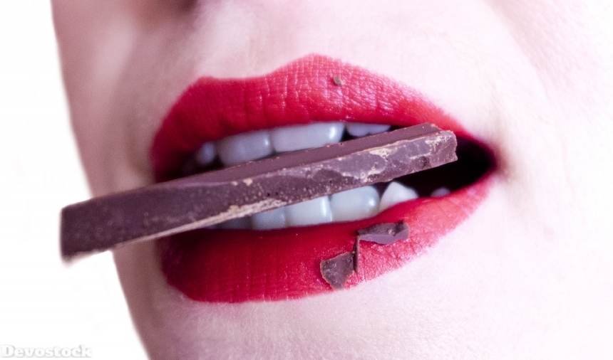 Devostock Girl Mouth No Face Eating Chocolate 4k