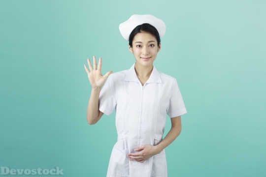 Devostock Girl Nurse Hands Expressions  Five 4k
