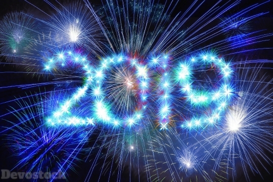 Devostock Happy New Year 2019 Fireworks 4k