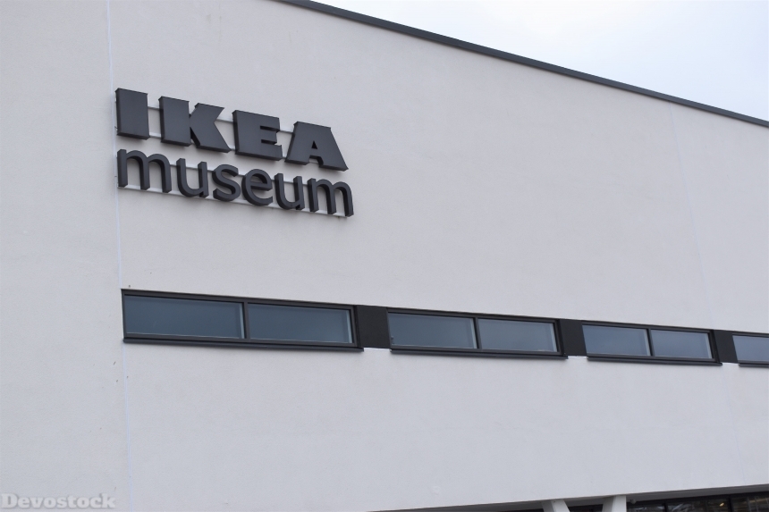 Devostock Ikea Museum Logo Outside Building Sweden 4k
