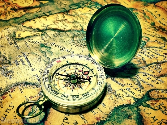Devostock Old Map Compass Life History 4k