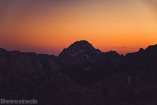 Devostock Orange Sky Landscape Sunset Mountains 8k B9 4K