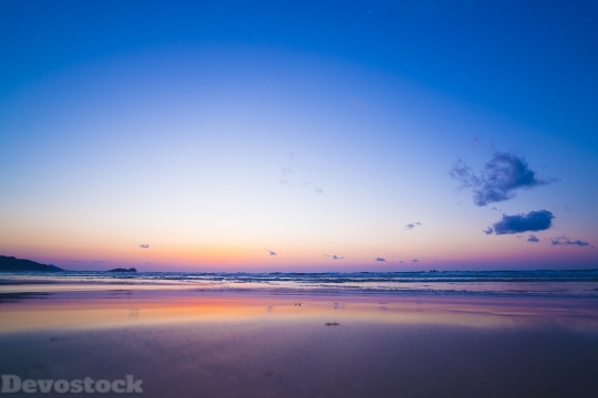 Devostock Sea Coast Sunset Horizon Waves Nt 4K