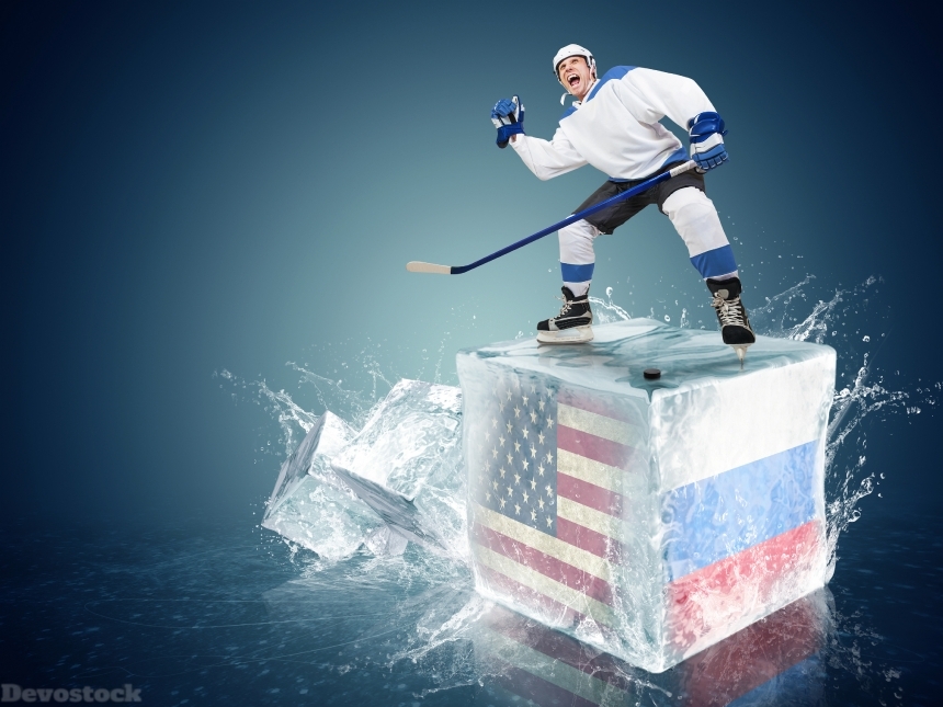 Devostock Sport Hockey Man Russia USA Uniform Spray 4K