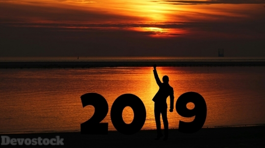 Devostock Year 2019 Sunset Design Hand Rising 4k