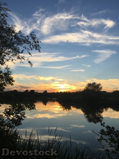 Devostock Lakes Sunset Water Landscape