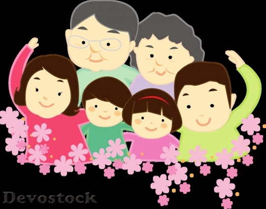 Devostock Family cartoon happy