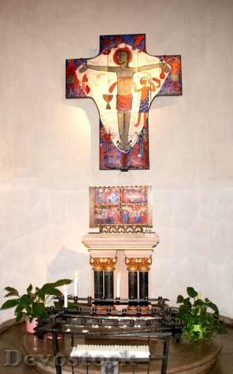 Devostock Altar Church Nave Cross