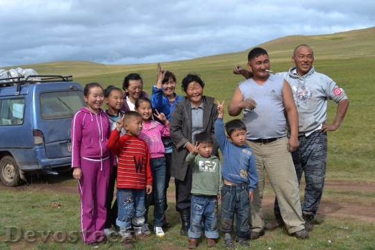 Devostock Family Mongolia Steppe Children