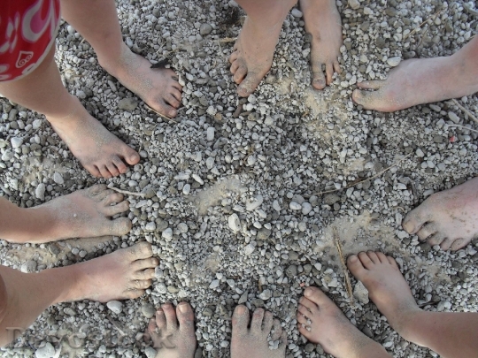 Devostock Feet Beach Barefoot Family