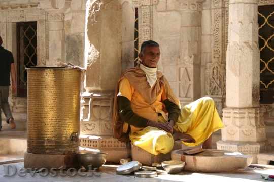 Devostock Monk Meditation Rajasthan Religion