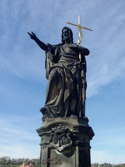 Devostock Prague Statue Cross Christian