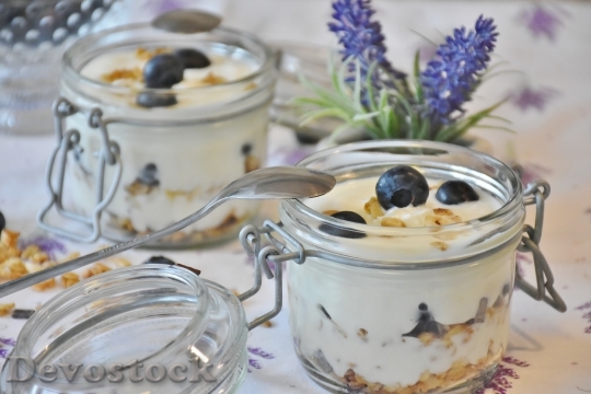 Devostock Yogurt Berries Blueberries Dessert
