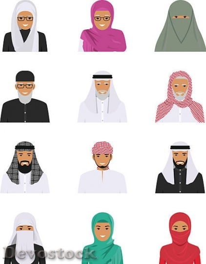 Devostock different-muslim-arab-people-characters-avatars-ic$1