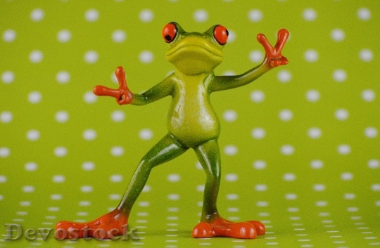 Devostock Frog Gesture Peace Funny 7