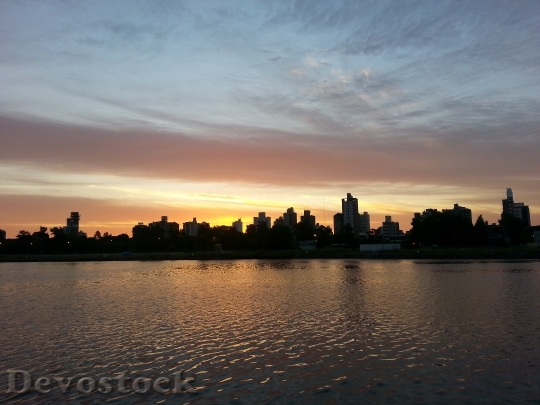 Devostock Sunset River Sky Landscape
