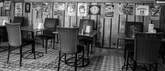 Devostock Black And White Restaurant Vintage 15697 4K