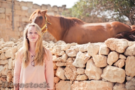 Devostock Fashion Person Vacation Horse Girl 4K