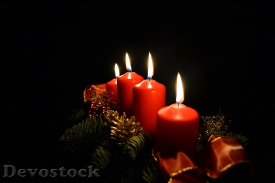 Devostock Advent Candles Light Chritmas 4K