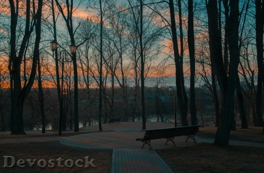 Devostock Bench Landscape Sunset 26108 4K