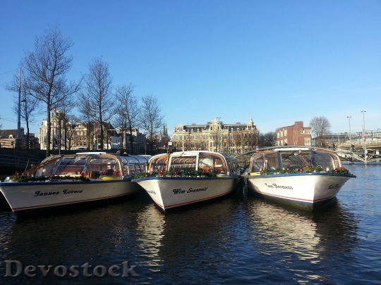 Devostock Boats Amsterdam Canal Chnnel 4K