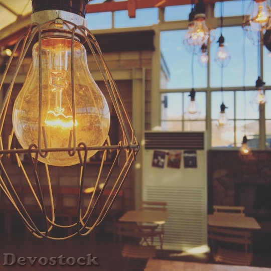 Devostock Cafe Architecture Light Bulb 71878 4K