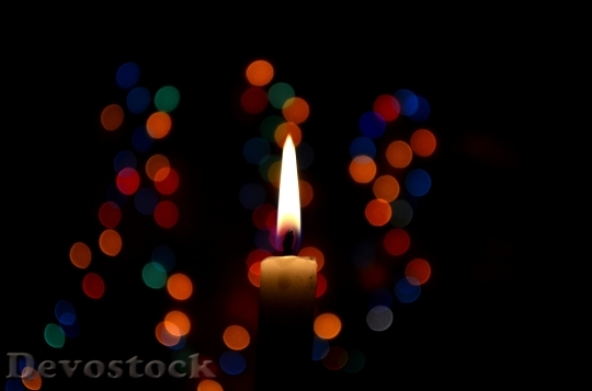 Devostock Candle Bokeh Christmas Lghts 4K