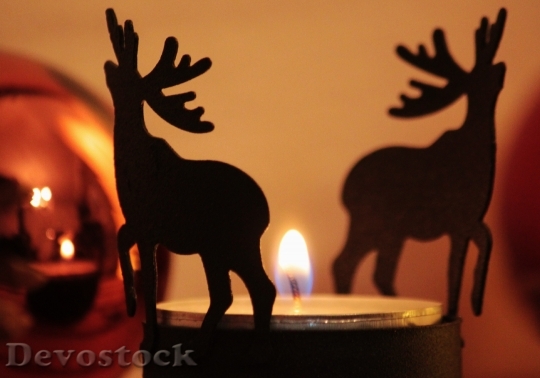 Devostock Candle Reindeer Christmas Avent 4K