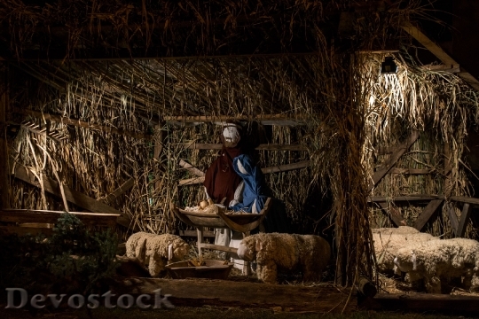 Devostock Christmas Nativity Scene Avent 4K