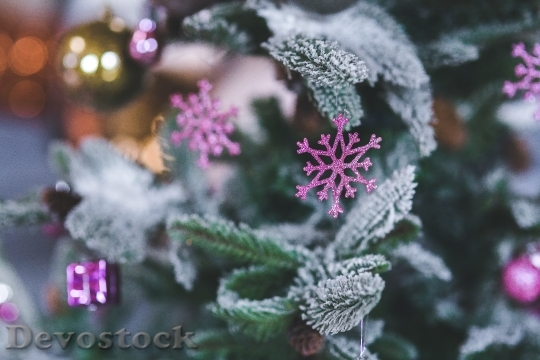 Devostock Christmas Tree SnowflakePink 4K