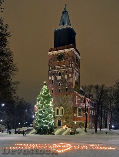 Devostock Christmas Tree Turku Cathdral 4K