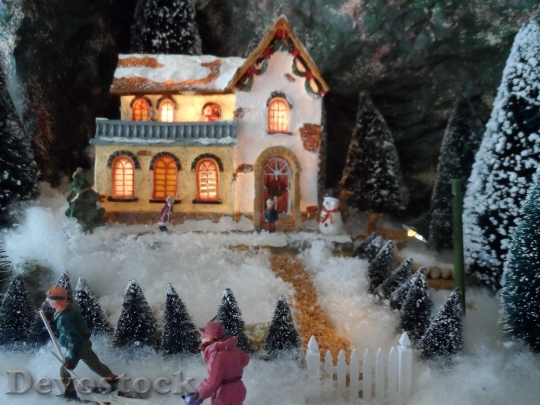 Devostock Christmas Village Winter Christas 0 4K