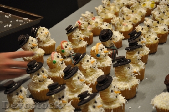 Devostock Cupcakes Snowmen Food Christas 0 4K